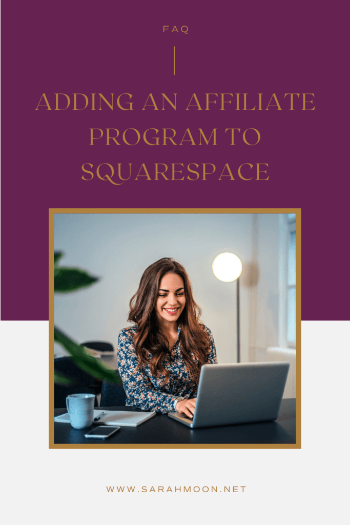 Woman small business owner works on laptop adding an affiliate program to her Squarespace website