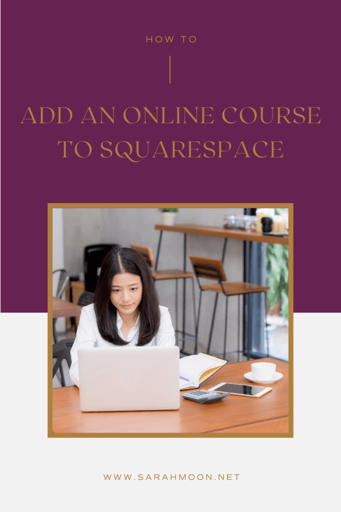 Image of a woman working on her laptop trying to add an online course to a Squarespace website